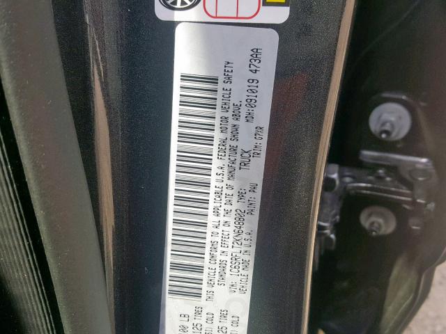 1C6SRFLT2KN648802 - 2019 RAM 1500 REBEL ნაცრისფერი ფოტო 10