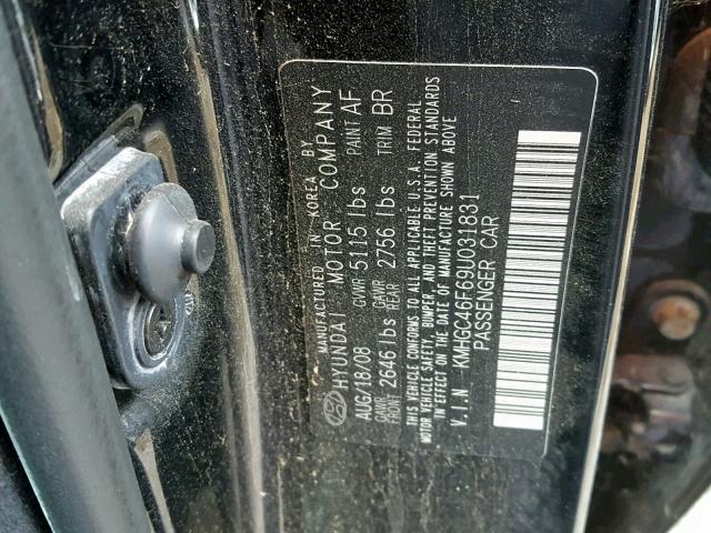 KMHGC46F69U031831 - 2009 HYUNDAI GENESIS 4. BLACK photo 10