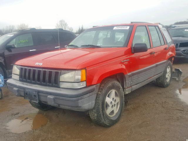 1J4GZ58S8SC503035 - 1995 JEEP GRAND CHER RED photo 2