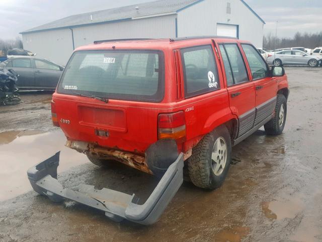 1J4GZ58S8SC503035 - 1995 JEEP GRAND CHER RED photo 4