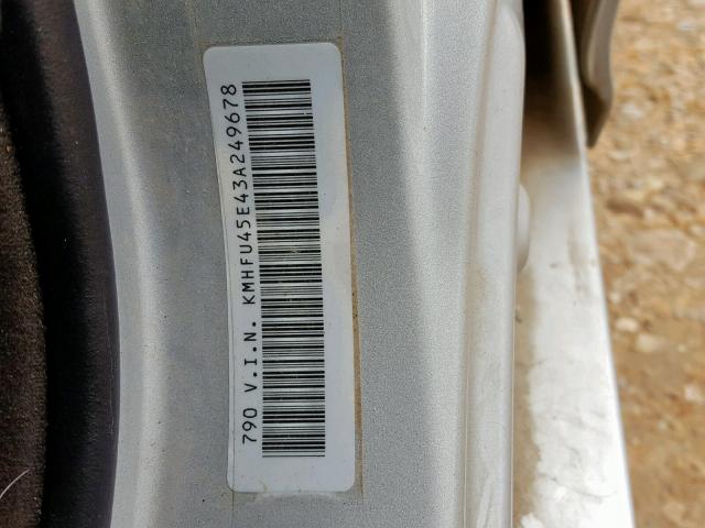 KMHFU45E43A249678 - 2003 HYUNDAI XG 350 SILVER photo 10