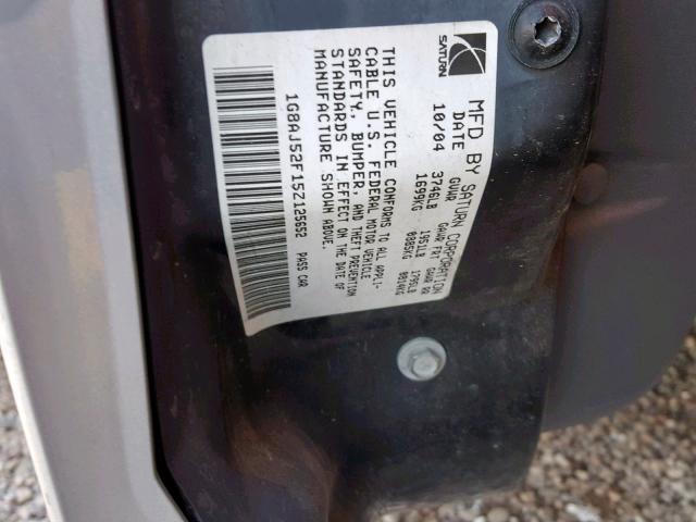 1G8AJ52F15Z125652 - 2005 SATURN ION LEVEL SILVER photo 10