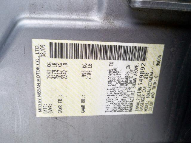 1N4AL21E19N549892 - 2009 NISSAN ALTIMA 2.5  photo 10