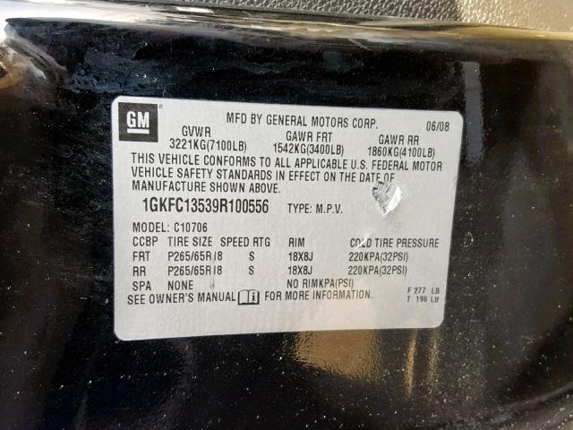 1GKFC13539R100556 - 2009 GMC YUKON HYBR WHITE photo 10