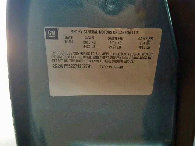 2G2WP552271202791 - 2007 PONTIAC GRAND PRIX BLUE photo 10