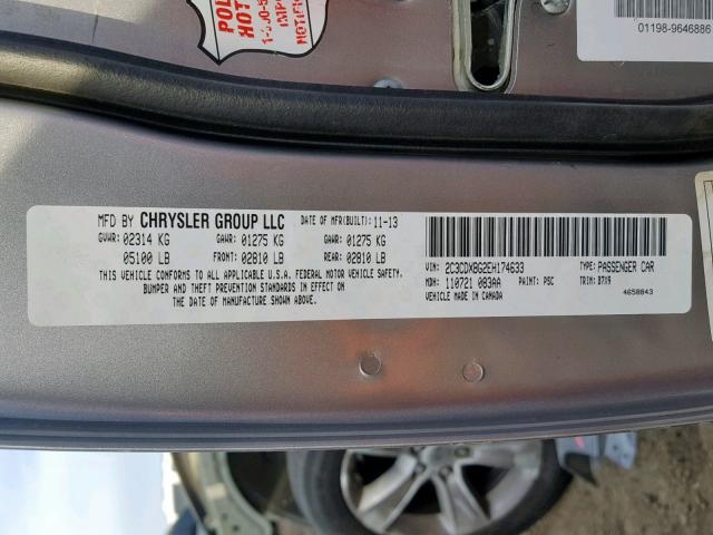 2C3CDXBG2EH174633 - 2014 DODGE CHARGER SE SILVER photo 10