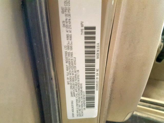 4S4BP60C887301177 - 2008 SUBARU OUTBACK GOLD photo 10