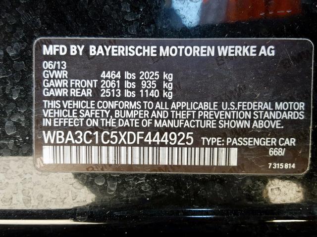 WBA3C1C5XDF444925 - 2013 BMW 328 I SULE BLACK photo 10