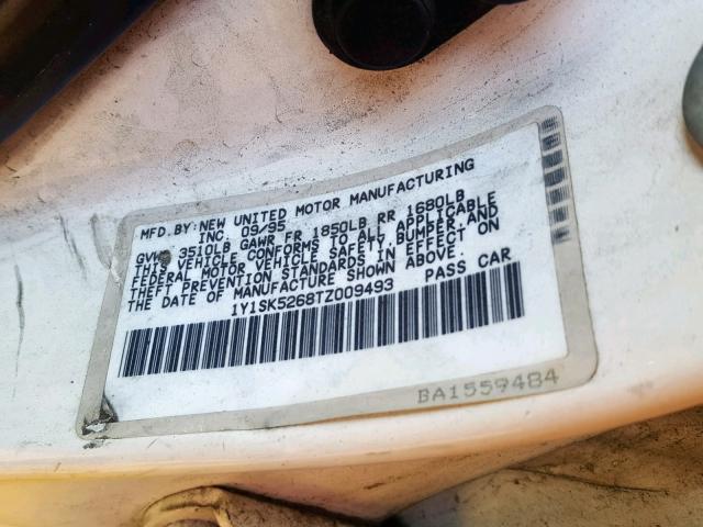 1Y1SK5268TZ009493 - 1996 GEO PRIZM BASE WHITE photo 10