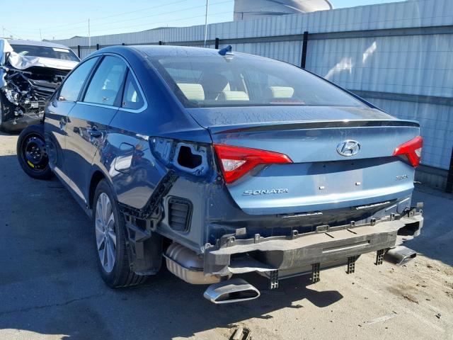 5NPE34AF0HH471135 - 2017 HYUNDAI SONATA SPO BLUE photo 3