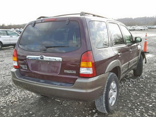 4F2YU09192KM46173 - 2002 MAZDA TRIBUTE LX MAROON photo 4