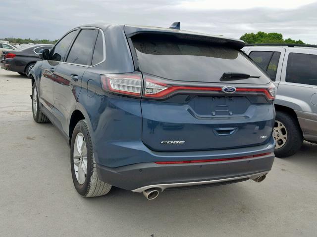 2FMPK3J89GBC04508 - 2016 FORD EDGE SEL BLUE photo 3