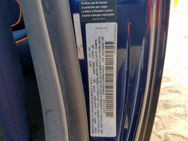 3VWRR31C06M416804 - 2006 VOLKSWAGEN NEW BEETLE Blau Foto 10