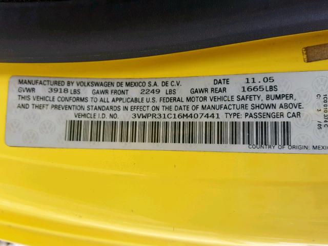 3VWPR31C16M407441 - 2006 VOLKSWAGEN NEW BEETLE Sarı foto 10