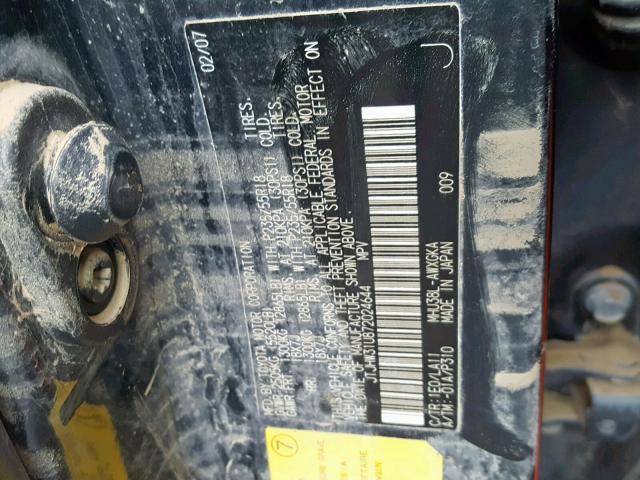 JTJHW31U872024644 - 2007 LEXUS RX 400H CHARCOAL photo 10