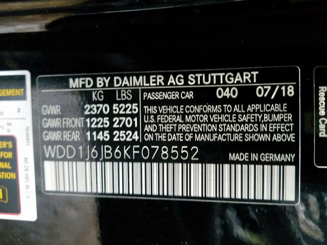 WDD1J6JB6KF078552 - 2019 MERCEDES-BENZ E 450 4MATIC  photo 10