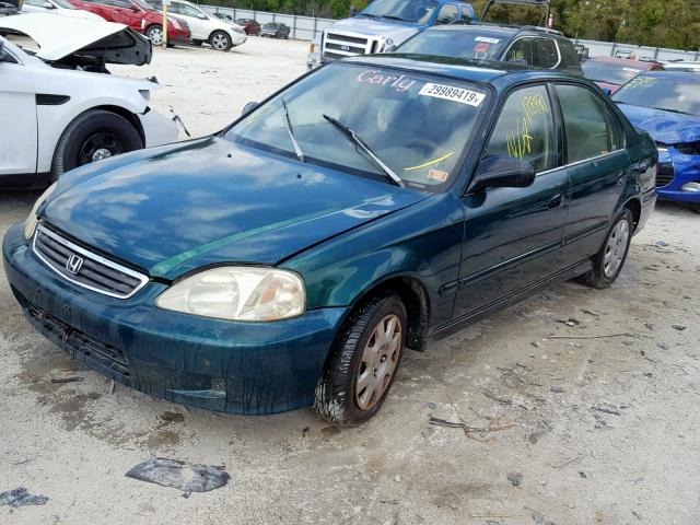 2HGEJ6621XH548840 - 1999 HONDA CIVIC DX GREEN photo 2