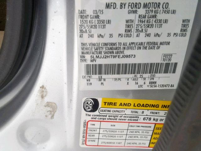 5LMJJ2HT9FEJ09573 - 2015 LINCOLN NAVIGATOR Argent photo 10