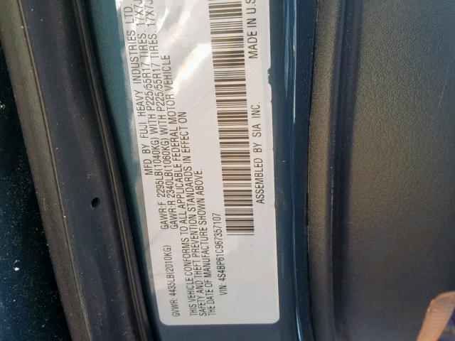 4S4BP61C967357107 - 2006 SUBARU LEGACY OUT BLUE photo 10