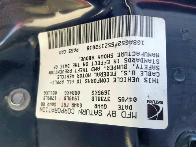 1G8AG52F55Z172018 - 2005 SATURN ION LEVEL RED photo 10