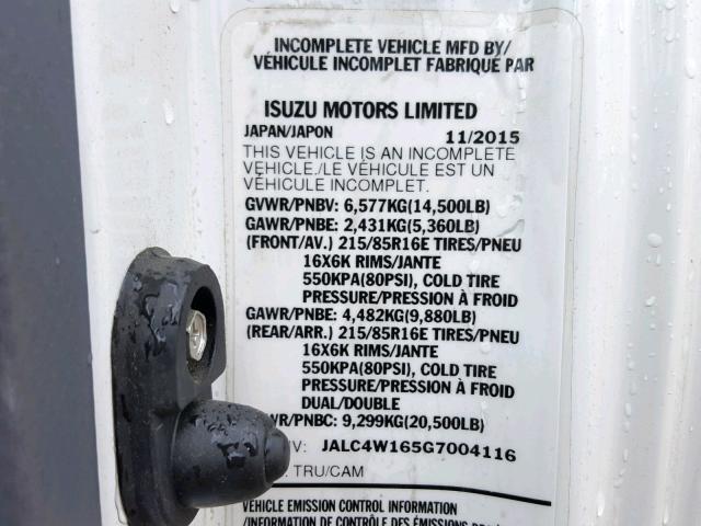 JALC4W165G7004116 - 2016 ISUZU NPR XD  WHITE photo 10