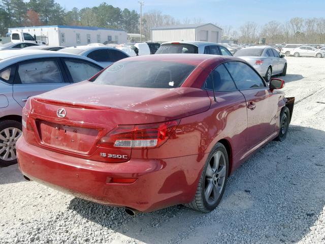 JTHFE2C26B2505292 - 2011 LEXUS IS 350 RED photo 4