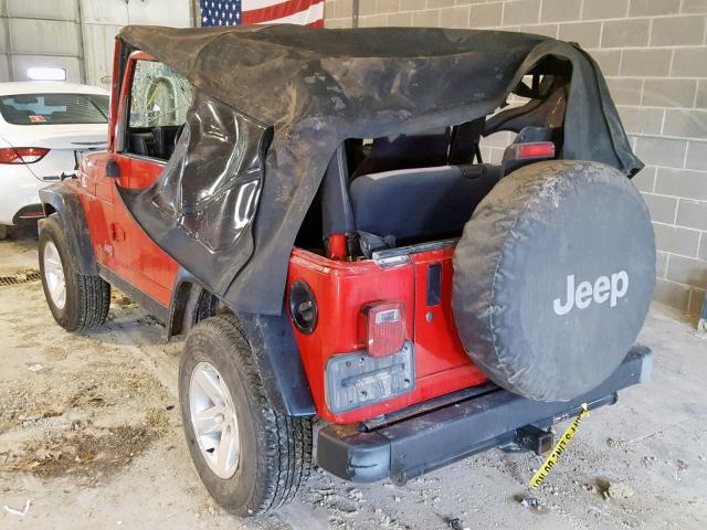 1J4FA69S83P364025 - 2003 JEEP WRANGLER / RED photo 3