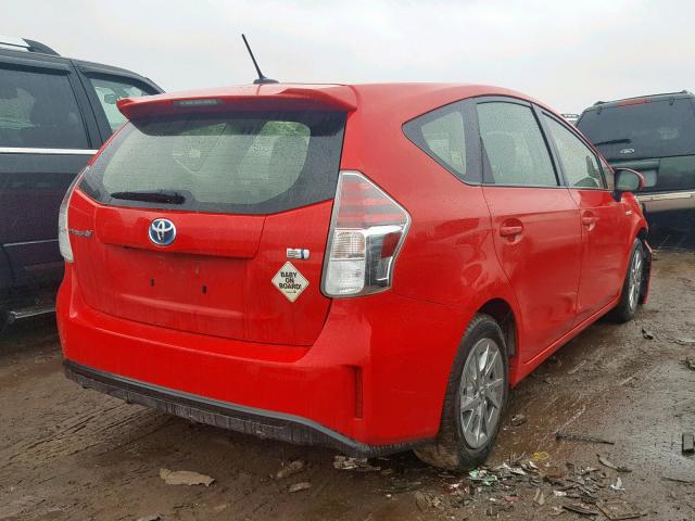 JTDZN3EU2FJ021179 - 2015 TOYOTA PRIUS V RED photo 4