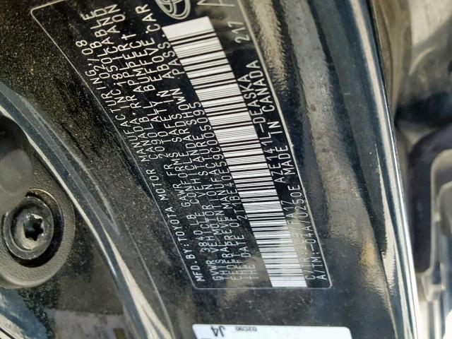 2T1BE40E59C005095 - 2009 TOYOTA COROLLA XR BLACK photo 10