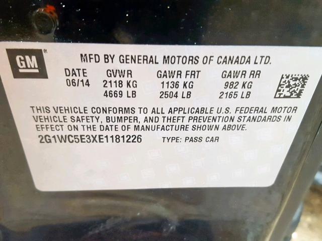 2G1WC5E3XE1181226 - 2014 CHEVROLET IMPALA LIM BLACK photo 10