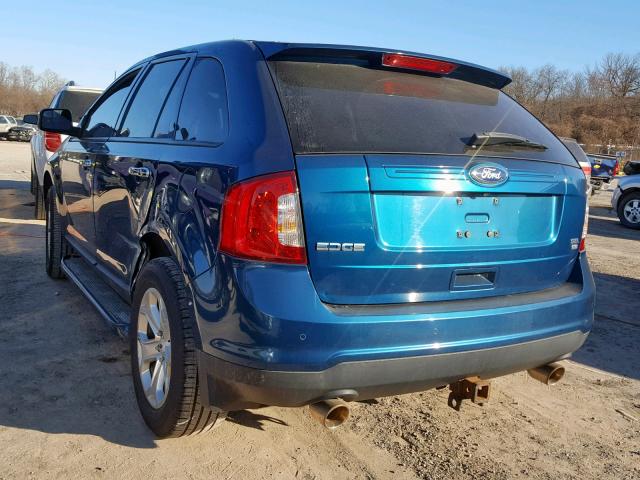 2FMDK4JC5BBA79514 - 2011 FORD EDGE SEL BLUE photo 3