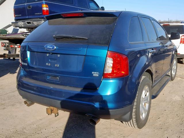 2FMDK4JC5BBA79514 - 2011 FORD EDGE SEL BLUE photo 4