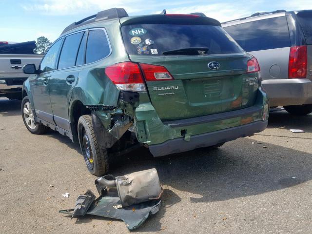 4S4BREKC7B2395896 - 2011 SUBARU OUTBACK 3. GREEN photo 3