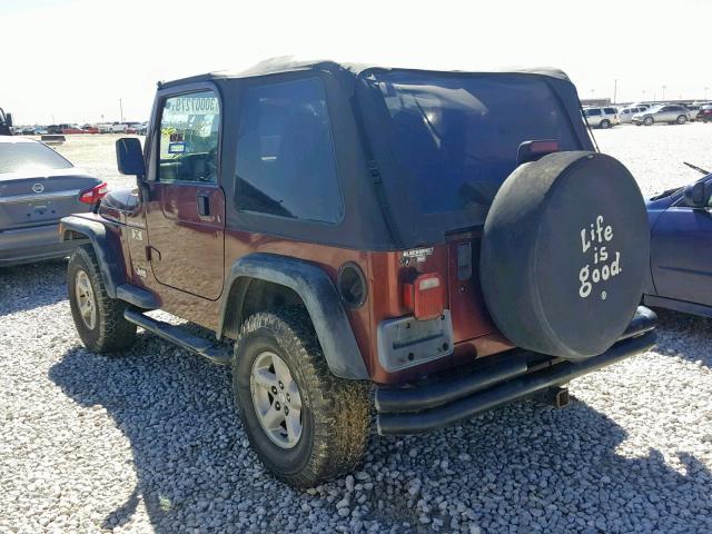 1J4FA39S72P764879 - 2002 JEEP WRANGLER / MAROON photo 3