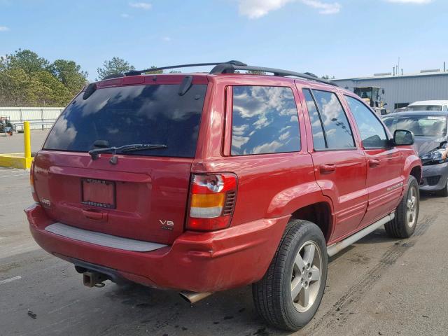 1J8GW68J82C220073 - 2002 JEEP GRAND CHER RED photo 4