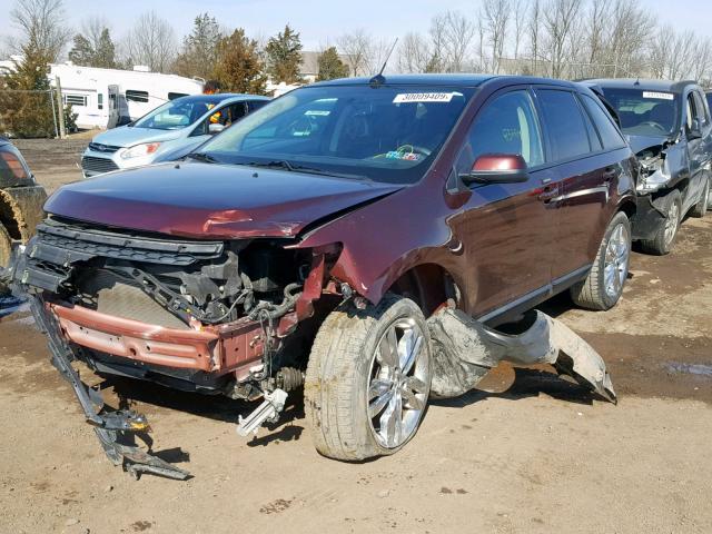 2FMDK4JC5CBA15152 - 2012 FORD EDGE SEL MAROON photo 2