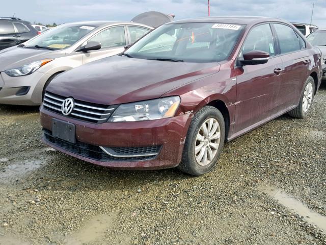 1VWAT7A30EC092324 - 2014 VOLKSWAGEN PASSAT S MAROON photo 2