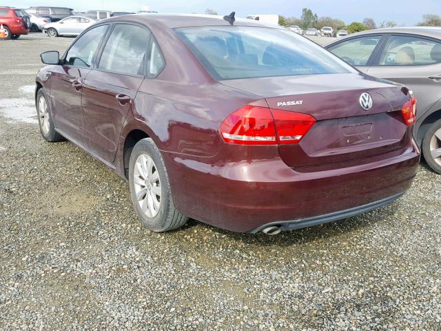 1VWAT7A30EC092324 - 2014 VOLKSWAGEN PASSAT S MAROON photo 3