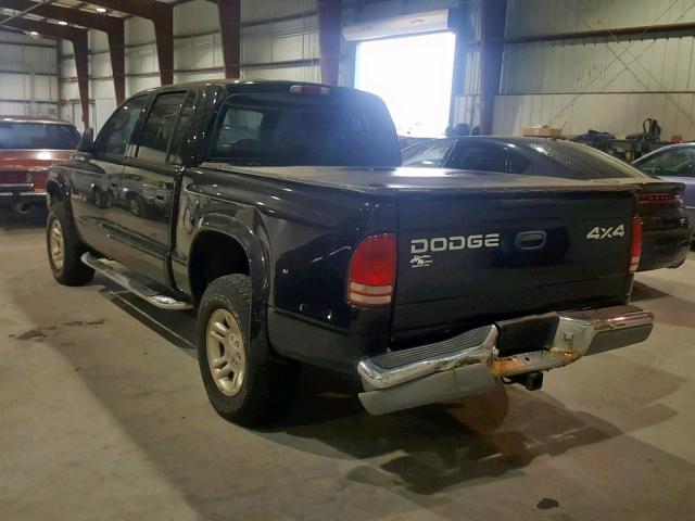 1B7HG48X22S585498 - 2002 DODGE DAKOTA QUA BLACK photo 3