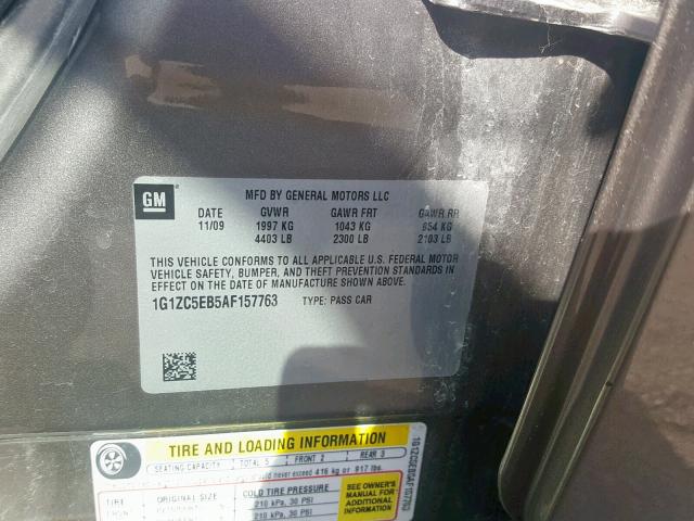 1G1ZC5EB5AF157763 - 2010 CHEVROLET MALIBU 1LT BROWN photo 10