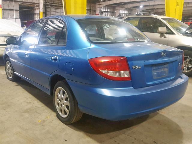 KNADC125436274582 - 2003 KIA RIO BLUE photo 3