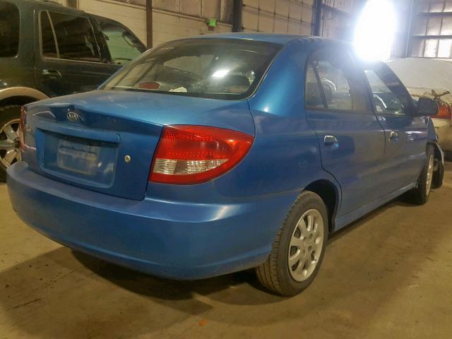 KNADC125436274582 - 2003 KIA RIO BLUE photo 4