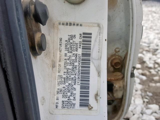 1Y1SK5260VZ430207 - 1997 GEO PRIZM BASE თეთრი ფოტო 10