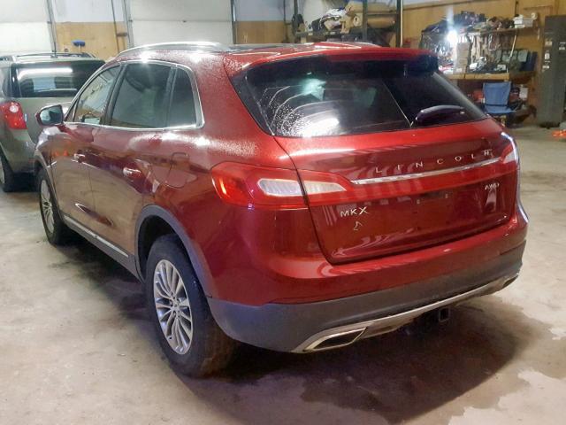 2LMPJ8KR3HBL41067 - 2017 LINCOLN MKX SELECT RED photo 3