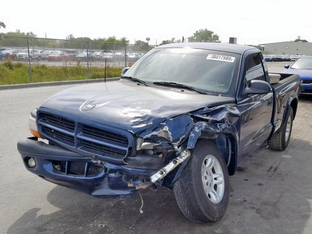 1B7FL36X32S528646 - 2002 DODGE DAKOTA SPO BLUE photo 2