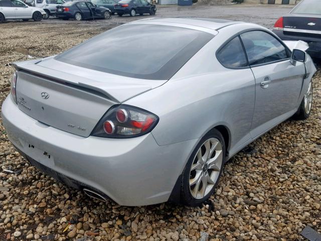 KMHHN66FX7U255143 - 2007 HYUNDAI TIBURON GT SILVER photo 4