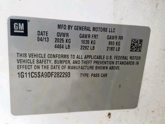 1G11C5SA9DF282293 - 2013 CHEVROLET MALIBU 1LT 白色 照片 10