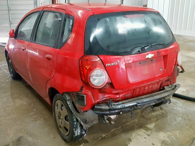 KL1TD66E89B623558 - 2009 CHEVROLET AVEO LS RED photo 3