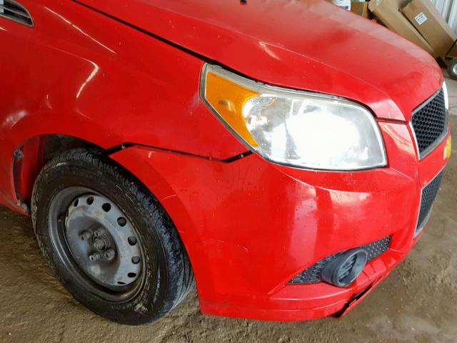 KL1TD66E89B623558 - 2009 CHEVROLET AVEO LS RED photo 9