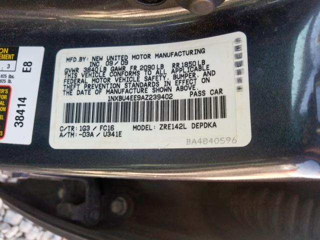 1NXBU4EE9AZ239402 - 2010 TOYOTA COROLLA BASE  照片 10